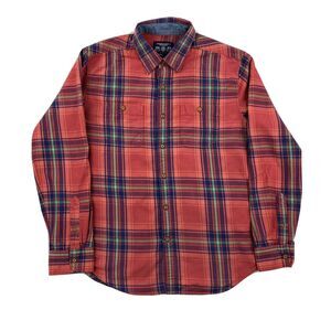 American Eagle Shirt Mens Large Red Plaid Flannel Prep Fit Classic Preppy Top